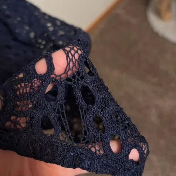 EShakti Women’s Navy Lace & Black smocked waist dress, pockets, Sz 12 - Picture 12 of 12